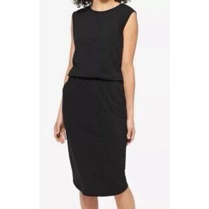 Tommy John Woman's Sz M Second Skin Black Sleeveless Cinched Dress Knee Length